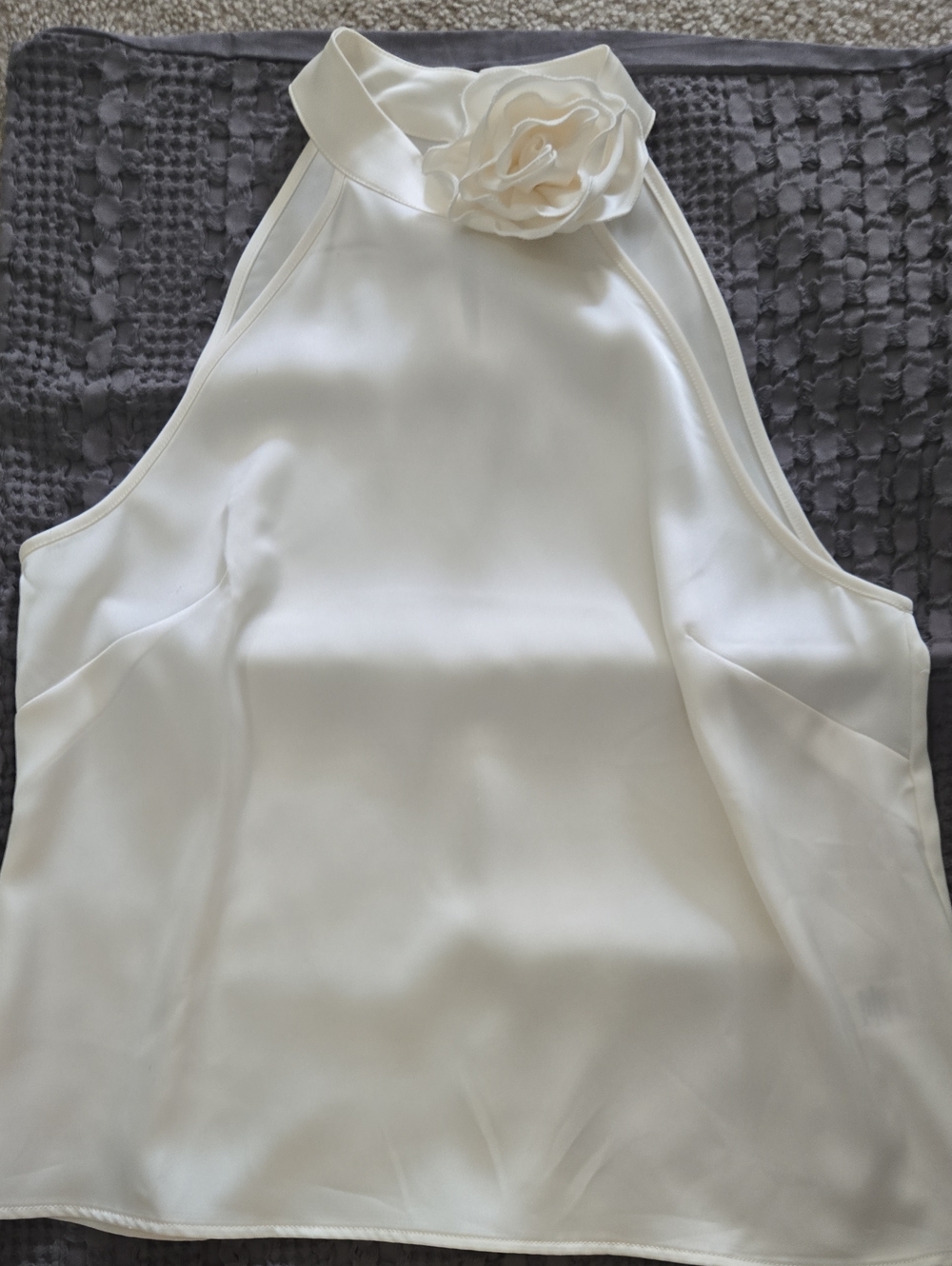Cynthia Rowley Cream Halter Camisole with Floral Neck